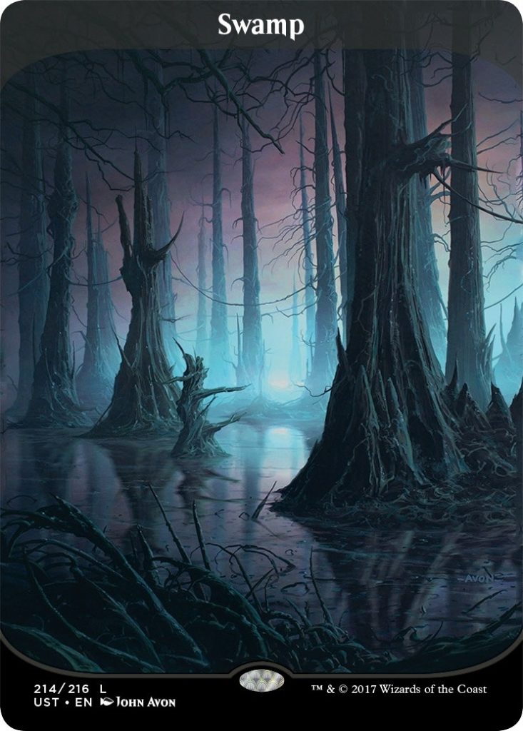 UN3 Full Art Borderless Swamp by John Avon